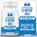 L-Methylfolate 15 MG, 낙관된 & 높게 bioactive 메틸 Folate, 무드와 면역 지원을 위한 5-MTHF 보충교재, 에너지, 비 GMO & 글루텐 자유로운, 90의 캡슐을 위한 자연적인 규정식 보충교재