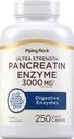 배관 바위 Pancreatin 소화 효소 | 3000mg | 250의 모자 | 매우 힘 | Non-GMO, 글루텐 자유로운 보충교재