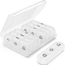 PULIV Weekly Pill 주최자 3 배 일, 대형 알약 용기가있는 휴대용 여행 알약 상자 7 일, 비타민, 약물, 보충제 및 생선 기름을위한 가벼운 증거 알약 케이스 (흰색)