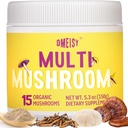 버섯 분말 | 버섯 커피, 사자 Mane 분말, Reishi, Cordyceps, Turkey Tail & Herbs, Brain Supplements for Memory and Focus, Energy, Immunity - 5.3oz