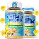 Vegan Omega-3 Gummies 1000mg + Turmeric - 성인을위한 오메가 3 생선 기름 대안 - 조류 DHA 600mg & EPA 300mg, 비타민 A, C, E, 아연 및 MSM, 설탕 무료, 120 Cts