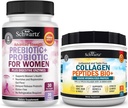 BioSchwartz Hydrolyzed Collagen Peptides Powder (40+ 서빙) Plus Prebiotics and Probiotics with Digestive Enzymes for Women (1 개월 공급)