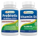 제일 자연적인 Probiotic 10 Strains & 30억 CFU & 비타민 D3 10000 IU