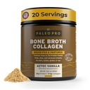 PaleoPro 뼈 Broth Collagen Protein Powder - 피부 및 뼈를위한 심황 뿌리 잔디 볶음 콜라겐 분말 - 글루텐 무료, 설탕 없음, 콩, 곡물, 그물 캐비넷 - Paleo Keto Friendly 20 서빙 Aztec Vanilla