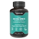 Naturalis Vegan Vitamin D3+K2 from Algae | 5000 IU D3 with 120mcg MK7 | Vegan Society Certified,Sustainably Sourced,Bone & Immune Health 지원 | 60 Softgels