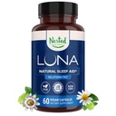 Nested Naturals Luna Sleep Supplement, Melatonin Free, Non-Habit Forming Herbal Sleep Supplement, 성인 Bedtime Support, 도움 자 w/Chamomile, Valerian, L-Theanine, 60 Vegan 캡슐