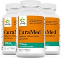 Terry Naturally CuraMed 375mg - 뇌 및 면역 건강 지원을위한 산화 방지제 보충 - Curcumin & Turmeric Essential Oil과 다이어트 보충 - 초본 Liver Support - 120 Softgels (포장 3)