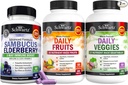 BioSchwartz Daily Fruits and Veggies Supplement for Women and Men (2 개월 공급) 성인 면역 지원을위한 아연과 비타민 C가있는 Elderberry 플러스 (2 개월 공급)