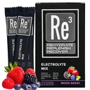 Re3 - Rehydrate - 보충 - Electrolyte 분말 패킷을 복구. 설탕 없음, 7 칼, 1.4 탄수화물. 비타민과 미네랄의 최고의 혼합 (Mixed Berry)