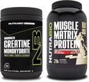 NutraBio Creatine Monohydrate, Unflavored, (300 g) 및 근육 매트 단백질 분말, (Vanilla) 보충 번들 - 근육 에너지, 최대 성장, 회복 및 힘