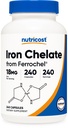 Nutricost Chelated Iron (ferrochel에서) 18mg, 240 캡슐 - 글루텐 무료, 비 GMO 철 킬레이트 보충