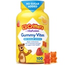 L'il Critters Gummy Vites No Sugar는 2 + 유아 & 아이, 비타민 C, 면역, 딸기 및 오렌지 맛을위한 D3, 100 Gummies를 위한 매일 거미 Multivitamin를 추가했습니다