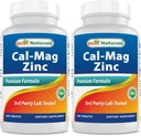 2 팩 - 최고의 천연 칼슘 마그네슘 아연 - 180 정제 - Essential Cal Mag Zinc Mineral Complex (총 360 정제)