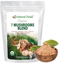 Z Natural Foods Organic 7 Sacred Mushrooms Blend - 면역 건강을위한 버섯 분말 - Lion 's Mane, Cordyceps, Chaga, Red Reishi, Shiitake, Maitake & Turkey Tail Extract for Coffee, Smoothies, 1 lb