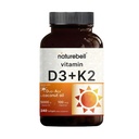 NatureBell 비타민 D3 5,000 IU + K2 100 mcg, 240 Softgels | 버진 코코넛 오일의 매일 2-in-1 공식 | 뼈, 심장 및 면역 지원 | MK-7 양식 | 비 GMO, 글루텐 프리