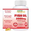 360mg EPA & 240mg DHA를 가진 SHIFAA NUTRITION Halal 물고기 기름 2000mg Softgels. 심장 & 뇌 건강을 위한 100 야생 잡종 & 비 GMO Omega 3 Softgels. Burpless, 쉬운 물고기 기름 Omega 3 보충교재