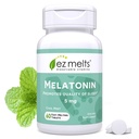 EZ 녹슬지 않는 멜라토닌, 5 mg, 설탕 자유로운, 2 달 공급, 차가운 민트 거품이 이는 - 1 팩