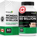 RENEW ACTIVES Probiotics for Women 50 Billion CFU per 2 캡슐 – MAKTREK Technology, 4 Probiotic Strains & Prebiotic Blend– 소화 건강 및 과트 플로라 밸런스 지원– 캐나다에서 만든– 60 캡슐