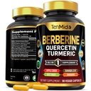 남성과 여성을위한 Berberine 보충, Quercetin, Turmeric, Apple Cider Vinegar, Beet Root & More - Digestive, Immune Support - Nutrient의 풍부한 - 90 캡슐