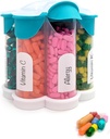 추가 대형 알약 주최자 매일, 주간, 월간 보충 병, 7 XL Compartments가있는 귀여운 Blossom Pill 분배기, 비타민, 약물, 라벨 포함 (Teal)을위한 쉬운 오픈 알약 상자