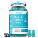 Biotin Gummies with Collagen & Keratin for Hair Skin Nails- 지원 헤어 성장과 강한 손톱, 여성 남성, 아이 - 60 블루 베리 맛 Gummies