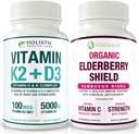 Max Absorption Vitamin K2 + D3 & Organic Elderberry with Black Currant and Echinacea | 뼈 강도 및 칼슘 흡수 | 면역 지원