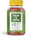Noor 비타민 Halal 머리 비타민 Biotin, 교원질, 실리카, 비타민 C & E 지원 머리, 피부 & 못 건강; 자연적인 딸기 거미 비타민. GMO, 글루텐 프리 & 공인 할랄 비타민 (90 개)
