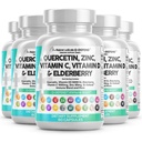 Clean Nutraceuticals Quercetin 아연 비타민 C 비타민 D Bromelain Elderberry - Artemisin, Sea Mos, Echinacea, 알레르기 구호가있는 Lung Immune 지원 보충 성인 (60)
