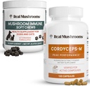 인간을 위한 진짜 버섯 Cordyceps (120ct) & 버섯 Immune 애완 동물 Chews (60ct) - 에너지, 활력 및 면역성을 위한 뭉치 - Ashwagandha, Astragalus & 더 많은 것 - Vegan, Non-GMO, 글루텐 자유로운, 곡물 자유로운
