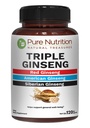 Pure Nutrition Triple Ginseng 650mg | 120 Caps | 남성과 여성용 복합체 | Red, American, Siberian Ginseng의 효과적인 조합. 비 GMO