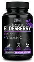Zeal Naturals Max Strength Elderberry 캡슐 + 아연 + 비타민 C | Black Sambucus Elderberry와 Immune System Support의 500mg | 100 개 | 3-in-1 Immune