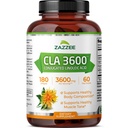 Zazzee 높은 효능 CLA 3600, 180 Softgels, 서빙 당 3600 mg, Safflower 오일, 집중 및 표준화 된, 60 일 공급, 비 GMO 및 미국에서 만든