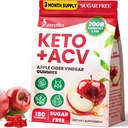 Apple Cider Vinegar Gummies, Probiotics, BHB, B12 및 Keto 지원이있는 고급 ACV 거미 - Detox, Metabolism, Digestion, Gut & Immune Health - Sugar Free, Vegan, 180 카운트