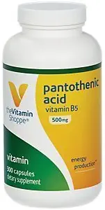 비타민 B5와 비타민 Shoppe Pantothenic 산 500MG는, 에너지 생산 & 머리, 피부, 못, 한 번 매일 (300의 캡슐)를 지원합니다