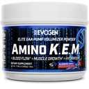 Evogen Amino K.E.M. - EAA & BCAA 분말 펌프 Volumizer | 혈류, 근육 성장, & Hydration를 위한 BCAA 아미노산 보충교재 | 블루베리 애플 | 30의 서빙