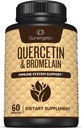 Sunergetic 프리미엄 Quercetin & Bromelain 보충 – 강력한 Quercetin Bromelain Complex 지원 면역 체계 & 계절 지원 – 봉사 당 Quercetin 1000mg – 60의 캡슐
