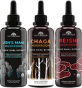 Naturealm Lion 's Mane, Reishi, & Chaga Mushroom Extract - Focus, Immunity, Longevity, Gut Health, Anti-Aging, Energy, Healing, & More - Organic Liquid Drops - 50 mL 각각 (3 팩)