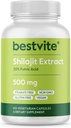 BESTVITE Pure Shilajit Extract 500mg (120 채식 캡슐) - Stearates 없음 - Vegan - Non GMO - 글루텐 무료 - 표준 20 % Fulvic 산