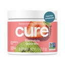 Cure Hydration | 식물 기반 전해질 음료 혼합 | 추가 설탕 없음 | FSA-HSA | 코코넛 워터로 만든 탈수 릴리프 분말 | 비 GMO | Vegan | 28 인분 항아리 - Strawberry Kiwi