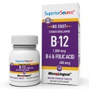 우수한 근원 탄 비타민 B-12 Cyanocobalamin 1000년 mcg, B-6의 Folic 산 400 mcg - 지원 뇌 & 심장 건강 - 원조 자연적인 에너지 수준 - 100개의 이하 언어 해결 정제