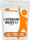BulkSupplements.com L-Citrulline Malate 1:1 분말 - Citrulline 분말, 아미노산 보충 - Unflavored & 글루텐 무료 - 서빙 당 3g, 500g (1.1 lbs) (1의 포장)