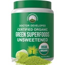 Peak Performance Unsweetened Organic Greens Superfood Powder. Max Energy 및 Athletic Performance를위한 25 + 유기농 성분이있는 슈퍼 그린 파우더. Vegan Keto 녹색 주스 매일 음료