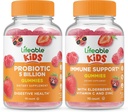 Lifeable Probiotics 5 억 어린이 + 면역 지원 키즈, Gummies 번들 - 훌륭한 타스팅, 비타민 보충, 글루텐 무료, GMO 무료, Chewable Gummy