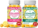 Lunakai Collagen 및 비타민 D3 Gummies 번들 - 남성 및 여성을위한 비 GMO 노화 방지 보조제 - 면역, 뼈 및 무드 지원 미끼 - 30 일 공급