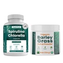 Teaveli Spirulina와 Chlorella 캡슐과 Orgaic Barley 잔디 주스 분말 뭉치