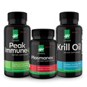 Daiwa Peak Immune 4 - 천연 면역 시스템 부스터 + Plasmanex 1 - 혈액 순환 보충 + Krill 오일 - 오메가 3 크릴 오일 캡슐