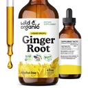 Wild & Organic Ginger Root Extract Drops - 면역 및 소화 지원 - 액체 생강제 보조제 - Vegan, Sugar & Alcohol-Free Tincture - 4 fl oz