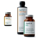 ALGAECAL 번들 - 비타민 D3 완전한 (1000 IU) + 비타민 K2, E & A & 더 강한 뼈 & 물고기 기름 오메가 3 1200mg EPA DHA를 위한 식물 기초 칼슘