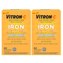 Vitron-C 철 보충교재, 일단 매일, 높은 힘 철 플러스 비타민 C의 지원 빨간 혈액 세포 생산, 염료 자유로운 정제, 60 조사, 2 팩