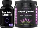 NutraChamps Liver Cleanse Detox 캡슐 및 슈퍼 그린 산화 슈퍼 푸드 분말 번들